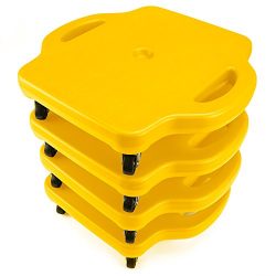 4-pack of Large 16″ Gym Class Scooter Boards with Safety Handles by K-Roo Sports (Yellow)