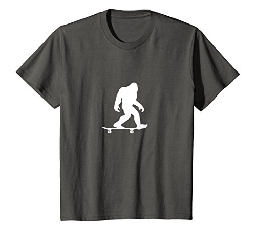 Kids Bigfoot Skateboarding Shirt Funny Cool Sasquatch Skater Gift 12 Asphalt