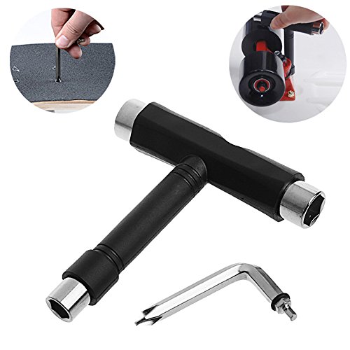 All-In-One Skate Tools Multi-function Portable Skateboard T Tool Accessory with T-type Allen Key ...