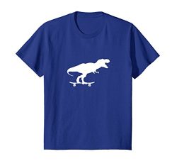 Kids Dinosaur Skateboarding Shirt Funny Cool Skater Gift 8 Royal Blue