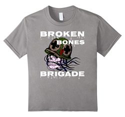 Kids Broken Bones Brigade Skull Skateboarding T-Shirt Ollies Flip 8 Slate