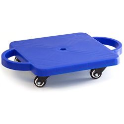 Kids Gym Class Plastic Scooter Board with Safety Guard Handles by GSE (Blue)