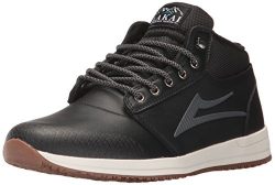 Lakai Griffin Mid WT Skate Shoe, Black Leather, 8.5 M US