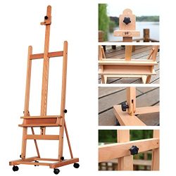 Portable Artist Durable Wooden Easel 360 H-Frame W/Caster Painters Drawing Board