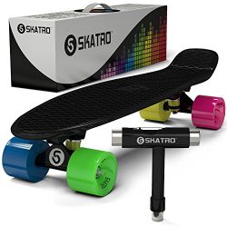 Skatro Mini Cruiser Skateboard. 22x6inch Retro Style Plastic board Comes Complete. Model: Black  ...
