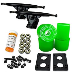 YOCAHER LONGBOARD Skateboard TRUCKS COMBO set w/ 71mm WHEELS + 9.675″ Polished / Black tru ...