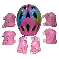 WOLFBUSH Butterfly Helmet Kids, Multi Sports Safety Protective Gear Set for Child 5-13 for Cycli ...