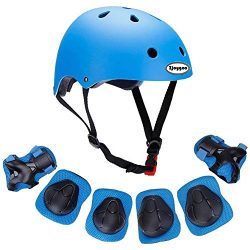 Kids Outdoor Sport Protective Gear Set with Helmet Knee Elbow Wrist Pads Adjustable Safety for C ...