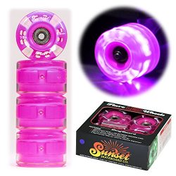 Sunset Skateboards Long Board Wheel with ABEC-9 Bearing (4-Pack), Purple, 65mm/78a