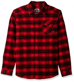 adidas Originals Men’s Skateboarding Stretch Flannel Shirt, Scarlet/Black, L