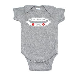 Can’t Wait To Skate- Skateboard Baby One Piece Short Sleeve Bodysuit 6M, Gray