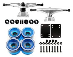 Skateboard Truck and Wheel, 5.0 Skateboard Trucks (Silver) w/Skateboard Crusier Wheel 60mm, Skat ...