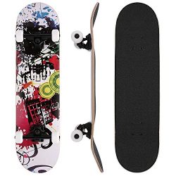 WeSkate 31″ Skateboard 9 Layer Maple Complete Trucks Skate Board with 4 Spare Wheels Carry ...