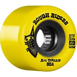 Bones Wheels ATF Rough Rider 59mm 80a Yellow/Black Skateboard Wheels (Set of 4)