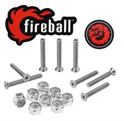 Fireball Dragon Stainless Steel Skateboard Hardware Set (Flat Allen, 1.5″)