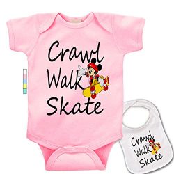 babybytes Crawl Walk Skate – Sports Skateboarding Custom Baby Bodysuit Onesie & Bib