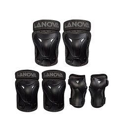 LANOVAGEAR Kids Adjustable Protective Gear Knee Elbow Pads Wrist Guard for Multi Sports Safety p ...