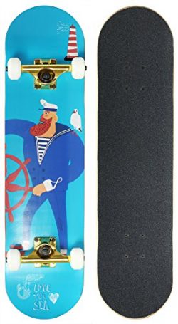 Merkapa 31″ Pro Complete Skateboard 7 Layer Maple Double Kick Deck with High Speed ABEC 9  ...