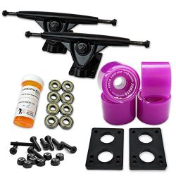 YOCAHER LONGBOARD Skateboard TRUCKS COMBO set w/ 71mm WHEELS + 9.675″ Polished / Black tru ...