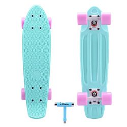 Playshion 22” Mini Cruiser Skateboard For Beginner (With Skate Tool)