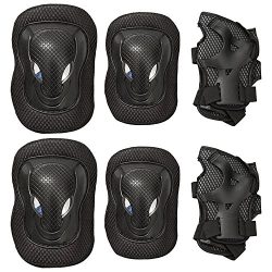 CIDEROS Adult Knee Pads Elbow Pads Wrist Guards 3 In 1 Set for Mountain Bike Motorcycle Soft Pro ...