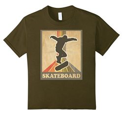 Kids Vintage and Retro Skateboarding Shirt Skateboard Tee 12 Olive