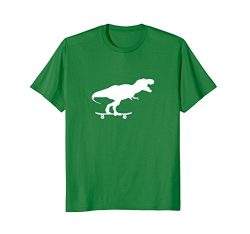 Mens Dinosaur Skateboarding Shirt Funny Cool Skater Gift Medium Kelly Green