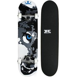 Krown Wolf Skateboard, White, 7.5″