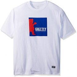 Grizzly Griptape Men’s Boxed Out Short Sleeve Tee, White, Medium