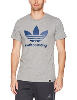 adidas Originals Men’s Tops Skateboarding Clima Tee, Black Heather/Mystery Blue, X-Small