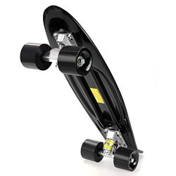 Lantusi 22″ Cruiser Plastic Skateboard Banana Board with Bendable Deck and Smooth PU Caste ...