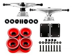 Skateboard Truck and Wheel, 5.0 Skateboard Trucks (Silver) w/Skateboard Crusier Wheel 60mm, Skat ...