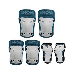 LANOVAGEAR Kids Adjustable Protective Gear Knee Elbow Pads Wrist Guard for Multi Sports Safety P ...