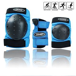 GIORO Adult/Child’s Multi Sports Protective Gear, 3 In 1 Set Knee Pads Elbow Pads Wrist Gu ...