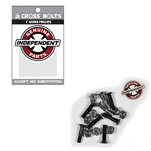 Independent Skateboard Hardware 1″ Phillips Black/Silver – 8 Nuts/Mounting Bolts