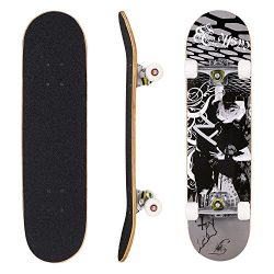 dongchuan Pro Skateboard Complete-31 x 8″ Double Kick 9 Layer Canadian Maple Wood Tricks S ...