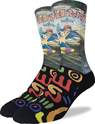 Good Luck Sock Men’s Skateboarder Crew Socks – Black, Adult Shoe Size 8-13