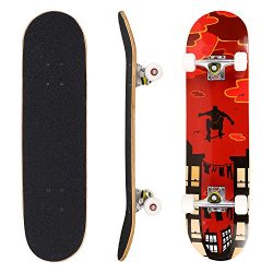 dongchuan 31″ Pro Skateboard Complete 9 layer Canadian Maple Wood Full Size Double Kick Co ...