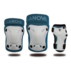 LANOVAGEAR Kids Youth Protective Gear Set, Knee and Elbow Pads with Wrist Guards for Multi-sport ...