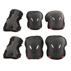 Elbow Knee Wrist Protective Gear Pads,Adjustable Safety Guards S,M,L Size 6pcs Set for Sports Cy ...