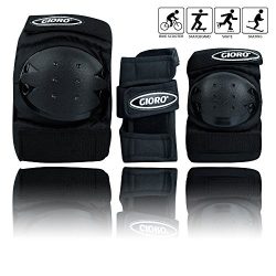 GIORO Adult/Child’s Multi Sports Protective Gear, 3 In 1 Set Knee Pads Elbow Pads Wrist Gu ...