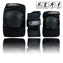 GIORO Adult/Child’s Multi Sports Protective Gear, 3 In 1 Set Knee Pads Elbow Pads Wrist Gu ...