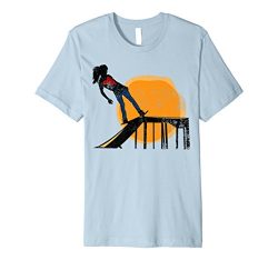 Sunset Skateboard Girl Ramp Premium Distressed T-Shirt