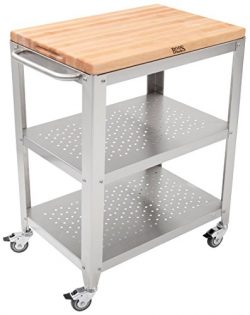 John Boos Culinarte Stainless Steel Kitchen Cart with 30 by 20 Inch Removable Maple Cutting Boar ...