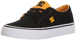 DC Boys’ Trase TX Skate Shoe, Black/Yellow, 6 M M US Big Kid