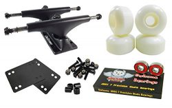 Owlsome 5.0 Black Aluminum Skateboard Trucks w/52mm Wheels Combo Set (White)