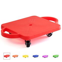 GSE Games & Sports Kids Gym Class Plastic Scooter Board with Safety Guard Handles (Red)