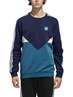 adidas Originals Men’s Skateboarding Premier Crew, Collegiate Navy/Real Teal/Pale Melange/ ...