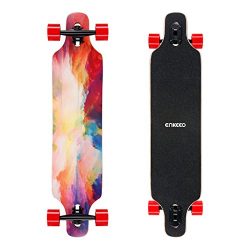 ENKEEO 40 Inch Drop-Through Longboard Skateboard Complete for Carving Downhill Cruising Freestyl ...