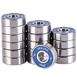 XiKe 16 Pac Skateboard Bearings 608-2RS 8x22x7mm, Double Seal and No Grease.